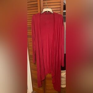 Women's Red Open Front Cardigan